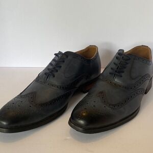 Vincent Cavallo Wingtip Oxford Mens Size 9 Navy Blue Good Brogue Dress Shoes
